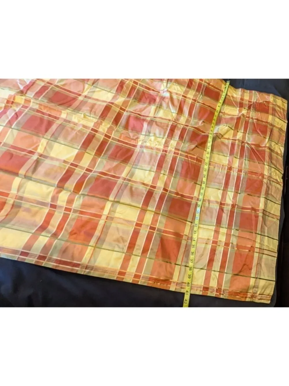 JC Penny Chris Madden Silk Curtain Panels Set of 2 Gold Rust Plaid Lined 84 x 41